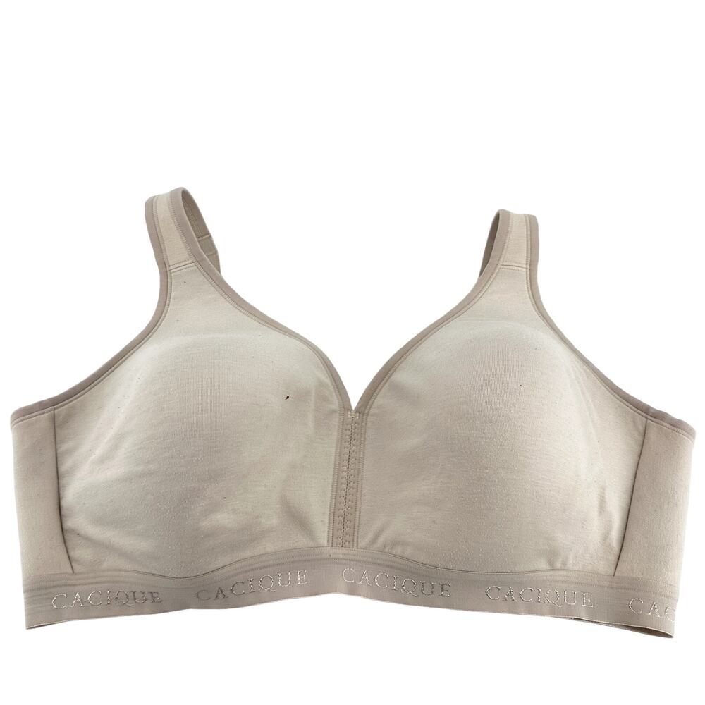 Cacique Lightly Lined Full Coverage No-Wire T Shirt Bra Adjustable Cream 44D